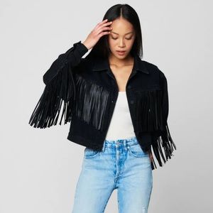 Blank NYC Fringe Jacket in Battle Ship, Size S